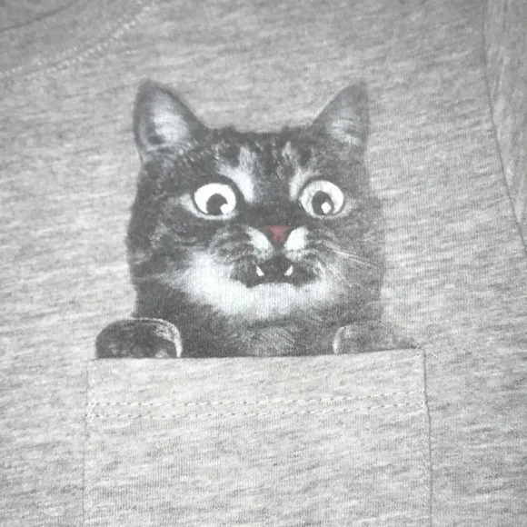 UNBRANDED (faded logo) cat in pocket tee heather gray short sleeve size M - Picture 1 of 6